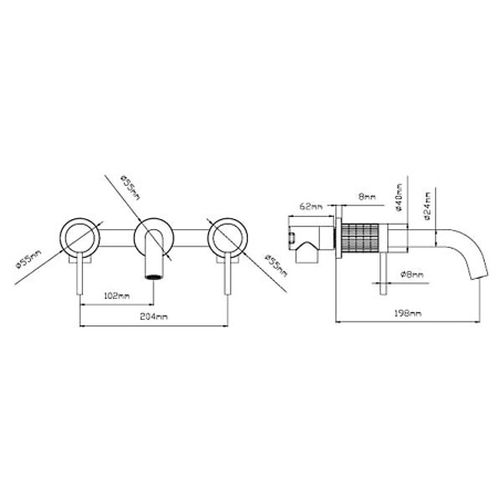 Смеситель для раковины на 3 отверстия Vincea Groove VBFW-4G1GM вороненая сталь